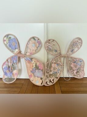 Embroidered Pink Floral Fairy Wings Kids Costume